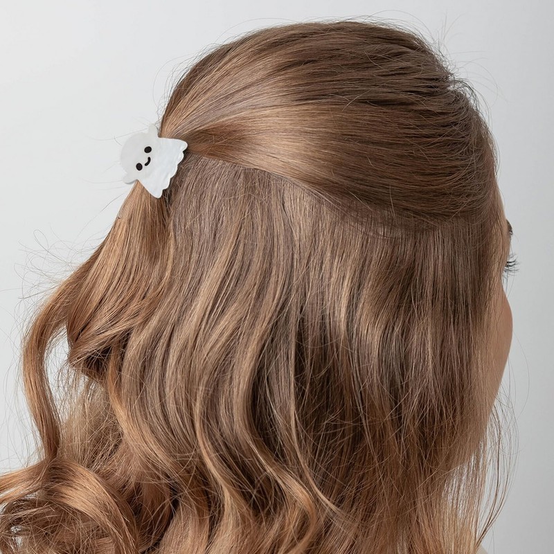 Cute Ghost Hair Clips Halloween Hair Accessories Acrylic White Design