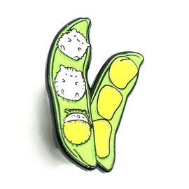 Cute Green Happy Peas in a Pod Metal Enamel Vegetable Pin Badge