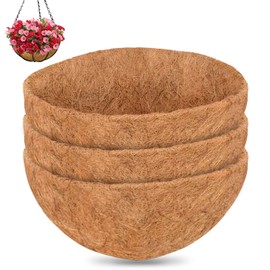 ZeeDix 3Pcs 14 Inch Coconut Liners for Planters, Round Hanging Basket Liners 100% Natural Coco Coir Basket Coco Replacement Liners for Hanging Basket Planters Flowers Vegetables(14in-3pcs)