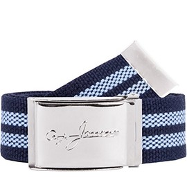 2Stoned Trouser Belt Fabric Belt 4 cm with A.J. Jones Chrome Buckle in Navy Light Blue for Men and Women, blue