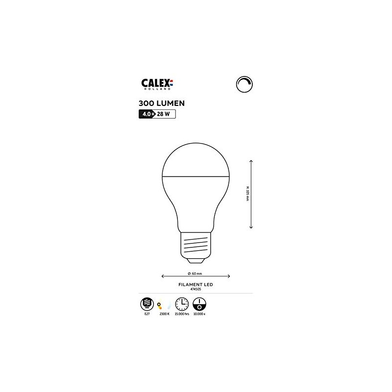 Calex Standardlampe Kopfspiegel LED-Filament 4W (ersetzt 40W) E27 Silver
