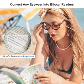 TIDE Stick On Bifocal Reading Lenses Clear Reading Lenses with Magnification Function, Cream 3 Pairs