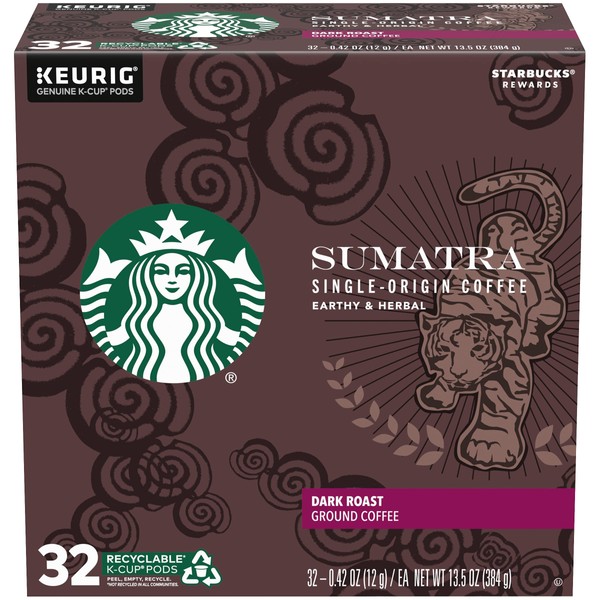Starbucks Coffee K-Cup Pods, Sumatra, 32 CT