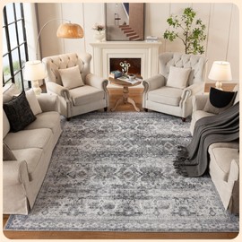 Istana 8x10 Area Rug - Grey 8x10 Rugs for Living Room - Foldable 8x10 Rugs for Bedroom - Stain Resistant 8x10 Washable Rug - Eco-Friendly 8x10 Area Rugs - Easy to Clean Living Room Rug 8x10