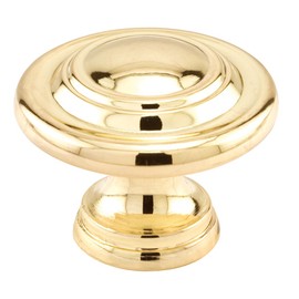 Prime-Line N 7396 Bi-Fold Door Knob, Wide Base & Large Diameter Door Knob For Easy Gripping, Replace Old or Unsightly Knobs, 1-11/16” Outside Diameter, Diecast, Brass Plated (Single Pack)