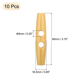 sourcing map 10 Pcs Wood Sewing Toggle Buttons, 80mm/3.15" 2 Holes Olive Shape Wood Sewing Horn Toggle Buttons for DIY Coat Clothing Accessories Clothes Decorative, Wood Color