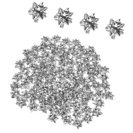 Unifizz 100pcs 1" Mini Star Bows Metallic Gift Bows Self Adhesive Gift Wrapping for Birthday Wedding Christmas Party Decoration Silver