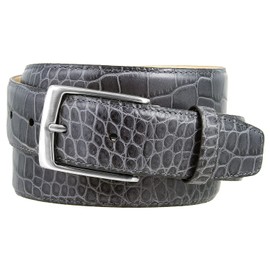 Joseph_Nickel Finish Buckle Genuine Full-Grain Cowhide Leather Dress Belt 1-3/8 Wide (Alligator Gray, 36)