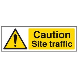 V Safety Caution Site Traffic Warning Sign - 300mm x 100mm - 1mm Rigid Plastic