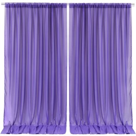 10ft x 10ft Purple Backdrop Curtains, Wrinkle-Free Sheer Chiffon Fabric Backdrop Drapes for Wedding Arch Party Ceremony Stage Decoration