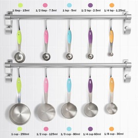 DILISS 10 Piece Measuring Cups and Spoons Setm, Stainless Steel Material, Fits in Spice Jars, 5 Measuring Cups and 5 Spoons, for Measuring Dry and Liquid Ingredients, Cooking & Baking Supplies