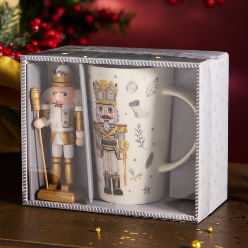 STPGOODS Nutcracker Christmas Mug and Ornament Set in Gift Box