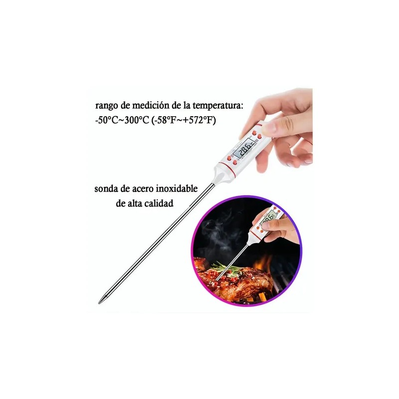 Termometro Digital Cocina Carne Reposteria Chcolate Comida Blanco