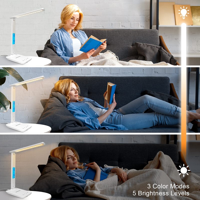 Whicow LED Desk Lamp, Desk Light with Wireless Charger, USB