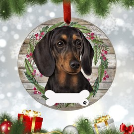 E&S Imports Black Dachshund Ornament - E&S Pets - DIY Personalizable - Dog Gifts - Ceramic Round Ornament Glazed Finish - X-mas Decoration - Christmas Ornaments Craft Gifts - Ornaments for Pet Lovers