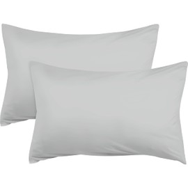 R&Z Plain Dyed Luxury Polycotton Housewife New 2 x Pillow Cases (Grey/Silver)
