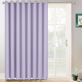 Yakamok Extra Wide Blackout Curtain for Sliding Glass Door, Grommet Thermal Insulated Room Divider Curtain 100W x 84L inch, Room Darkening Patio Curtain,8.3ft Wide x 7ft Tall, 1 Panel,Lilac