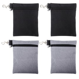 Klmnop 4 Pcs Golf Tee Pouch, 5.5 X 6.6 Inch Zipper Golf Tee Bag with Metal Lobster Claw Clip, Golf Tee Bag Pouch for Men Women(BlackGrey)