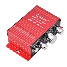 Mini Audio Power Amplifier 12V 2 Channels 20W+20W Digital HiFi Stereo Amplifier with Aluminum Alloy Housing Suitable for No More Than 6 Inch and Impedance from 4 to 8Ω, 20W