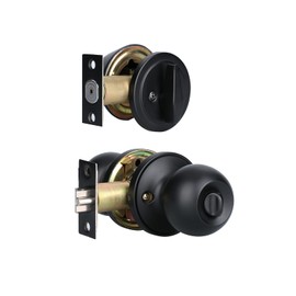Cielsa Dawn Front Door Lock Set Exterior Door Lock Set with Deadbolt, Single Cylinder Deadbolt Lock and Door Knob Set, Keyed Alike,Matte Black Door Knob and Deadbolt Set(1Pack Set)