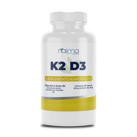 NAIMA K2 D3, 360 Cápsulas | Suplemento Alimenticio 100% Puro y Natural a Base de Vitamina K2 y Vitamina D3 | Apoyo a Huesos Fuertes, Absorción de Calc
