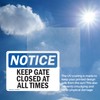 (2 Pack) Keep Gate Closed At All Times OSHA Notice