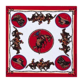 Hav-A-Hank Rodeo Cowboy Red Bandanna, 22x22, Made in USA, Giddy up cowfolk, Printed on one side