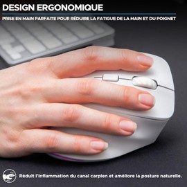 Bluestork - Ergonomische Vertikale Kabellose Maus 800-2400dpi 6 Tasten RGB - Maus Ergonomisch - Ergonomische Maus Kabellos - Vorbeugung Gegen Mausarm (rsi Syndrom) - Pc & Mac - Weiß für Rechtshänder