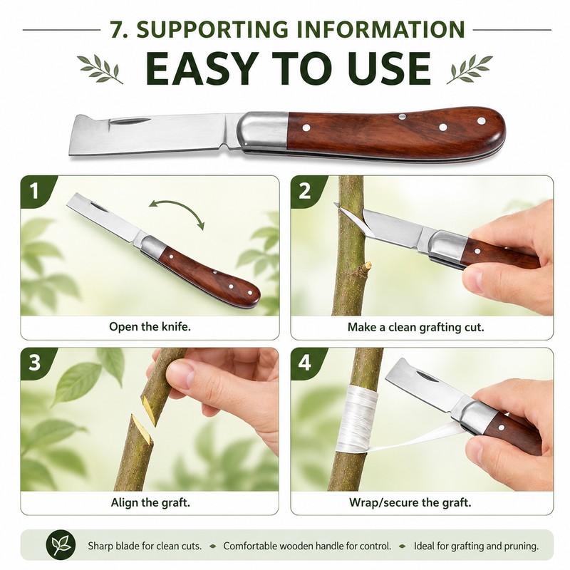 Folding Grafting Knife for Garden Use – 3CR13 Stainless Steel