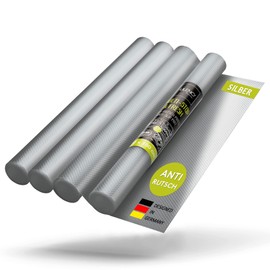LILENO HOME Drawer Mat 30 x 150 cm (Silver) Set of 4 – Non-Slip Mat Drawers as Drawer Insert Liner for Fridge – Drawer Inserts Can Be Cut to Size as Non-Slip Mats Kitchen