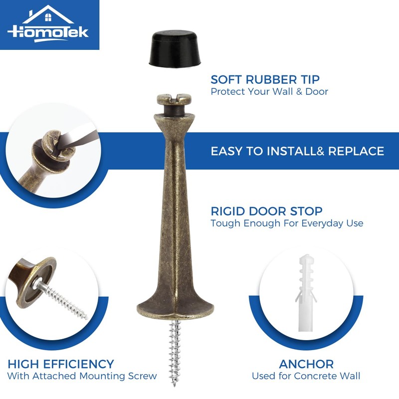HOMOTEK 4 Pack Heavy Duty Solid Rigid Door Stop with
