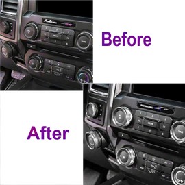 Kujunpao Air Conditioner Switch Trim Cover Aluminum Center Console Knob Compatible for Ford F150 XLT Accessories 2015-2019 6PCS(Sliver)