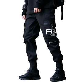 XYXIONGMAO Men's Black Fashion Tactical Streetwear Techwear Joggers Hip Hop Streetwear Sweatpants Cargo Pants for Men(Black,M)