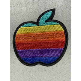 Heart Rainbow Apple Embroidered Iron On Patch Embellishment 2.75”x2.75”