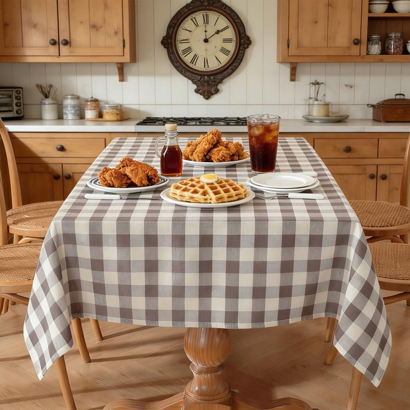 Checkered Tablecloth Rectangle Washable Buffalo Plaid Table Cloth Cotton Linen