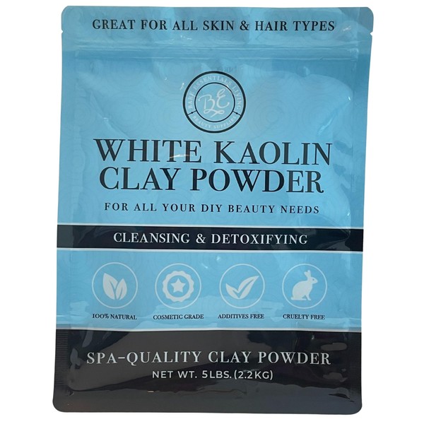 Bare Essentials Living Kaolin White Clay 5 lb Pounds Powder, 100% Natural for Making DIY Spa Mud Mask for Face/Facial, Hair, Body, Soap, Deodorant, Bath Bomb, Lotion and Gardening