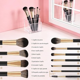SODAWAY Set de Brochas para Maquillaje: 14 Piezas con Esponja y Alfombrilla Limpiadora para un Maquillaje Completo Fácil y Rápido, Cerdas Suaves Veganas para Base, Corrector, Sombras – Suave y Respetuoso con la Piel, Ideal para el Uso Diario, Viaje y Rega