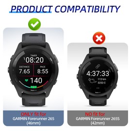 Kimiyaki 3 Pack for Garmin Forerunner 265 Screen Protector Case [Full Coverage], Hard PC Bumper All-Around Protective Accessories for Garmin Forerunner 265 Built-in Tempered Glass Film