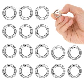 LXUEJIE 16 Pcs Spring O Rings Clip, Round Mini Carabiner Clip Metal Spring Keyring Buckle for Purse Strap Bag Handbag Keys Crafts Jewelry Making
