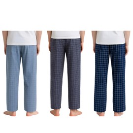 LICWOYAR Men's Pajama Pants Lightweight Cotton Pjs Bottoms Sleepwear Sleep & Lounge with Pocket 3Pack(BlueGrayNavy-XL)