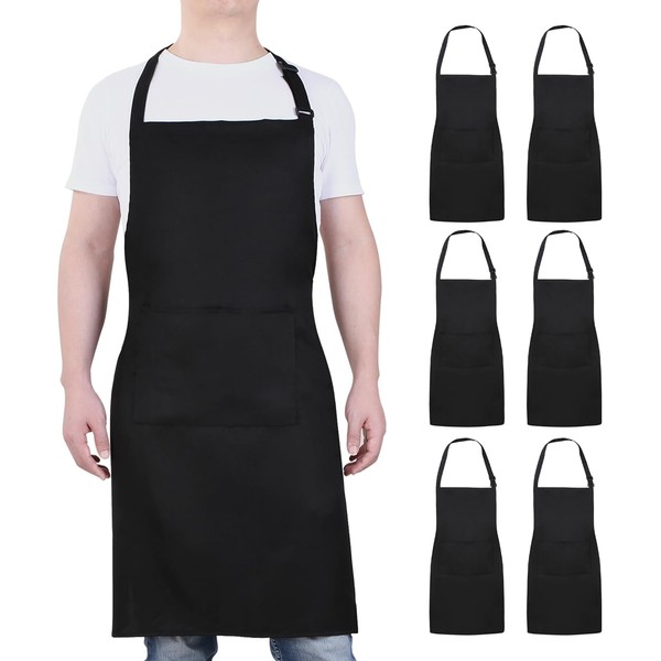 PB TECH Aprons 6 Pcs Adjustable Bib Apron with 2