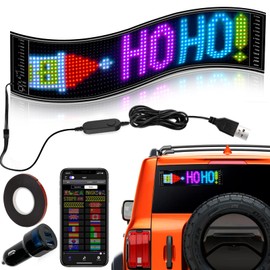 LED running letter, LED running lettering, flexible panel for car, Bluetooth connection, RGB car LED sign, USB plug and play, suitable for various scenes such as cars, bars