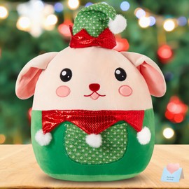 CozyWorld Christmas Stuffed Animals Elf Dog Puppy Soft Plush PillowSquishy Pillows Gifts for Toddler Kids Girls Birthday Party Decrations, 12''