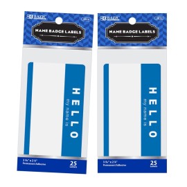 BAZIC 50ct. Name Badge Label "HELLO my name is" Labels by BAZIC (2 packs)