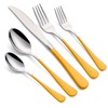 LKTDYMEG 20-Piece Yellow Silverware Set 18/0 Stainless Steel Silverware Set