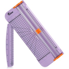 paper cutter-Firbon Cortador de papel morado A4, recortador de papel recto de titanio de 12 pulgadas con regla lateral para álbumes de recortes, manualidades, papel, cupón, etiqueta, cartulina