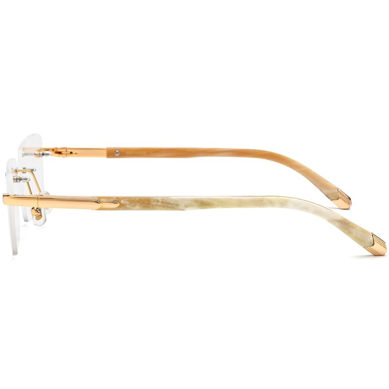 HEPIDEM 100% Really Buffalo Horn Handmade Glasses Frame Square Rimless