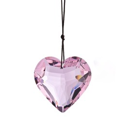 Colorful Heart Crystals Suncatcher Hanging Sun Catcher with Chain Pendant Ornament for Window Home Garden Christmas Tree Party Wedding Decoration (Pink)