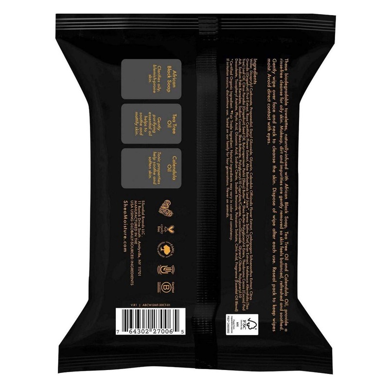 SHEA MOISTURE African Black Soap Facial Wipes 30 Count (3