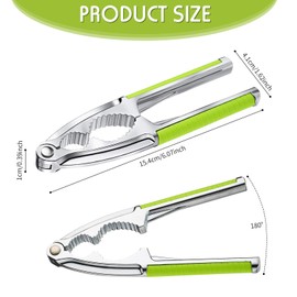 2 Pieces Walnut Cracker Tools Walnut Nutcrackers Metal Nut Shell Openers Nut Shell Breakers Crackers Kitchen Tools with Non-slip Handle for Pecans Hazelnuts Pistachio (Green)